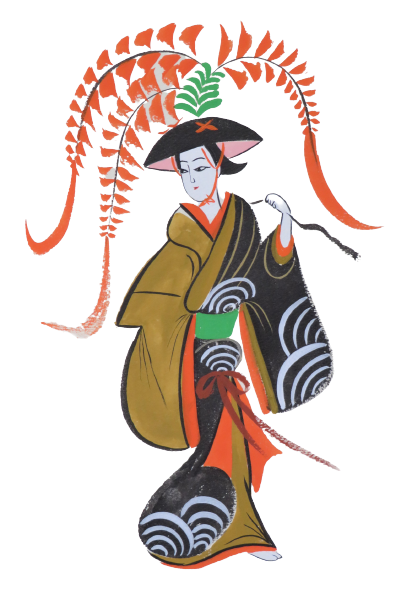 令和4年11月19日天女と藤娘と遊ぶ霜月ー大津絵体験教室 – アトリエ青海波